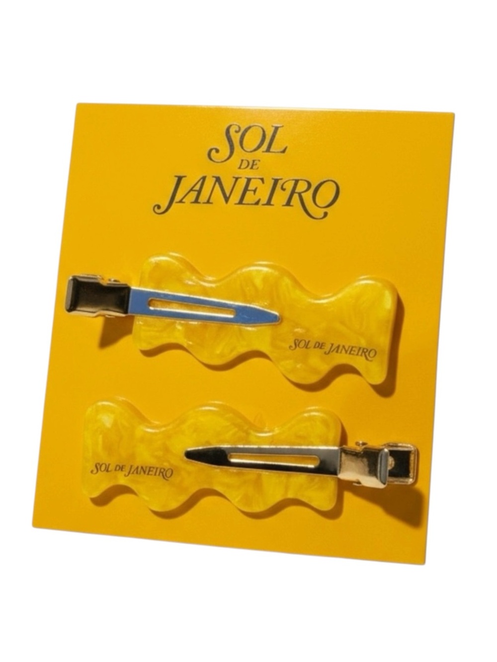 new Sol de Janeiro ☀︎︎ Ltd Ed Hair Clips Barrettes ☀︎︎ Set of 2 ☀︎︎ Gold Resin